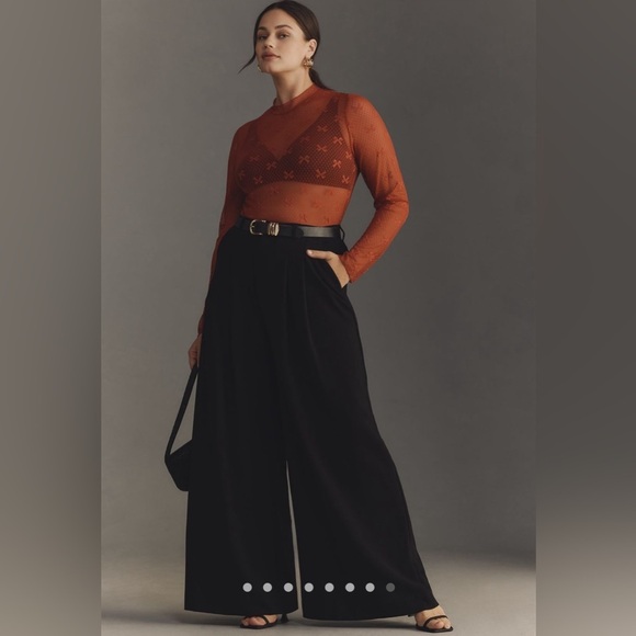 NWT! Anthropologie Maeve Red Bow Lace Turtleneck Top 🦖🦕 - Picture 6 of 10